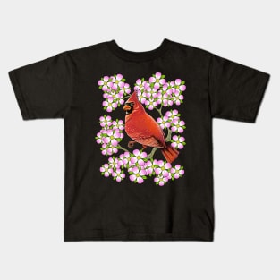 Red Cardinal dogwood flower North Carolina Virginia Kids T-Shirt